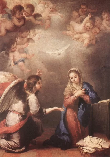 Apreiškimas Švč. Mergelei Marijai. Bartolomé Esteban Murillo, 1660-65.