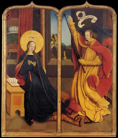 Apreiškimas Švč. Mergelei Marijai. Bernhard Strigel, 1515-20.