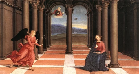 Apreiškimas Švč. Mergelei Marijai. Sanzio Raffaello, 1502-03.