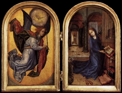 Apreiškimas Švč. Mergelei Marijai. Nežinomas flamandų meistras, 1490.