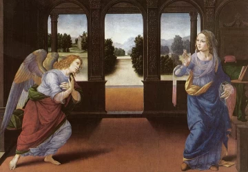 Apreiškimas Švč. Mergelei Marijai. Lorenzo di Credi, 1480-85.
