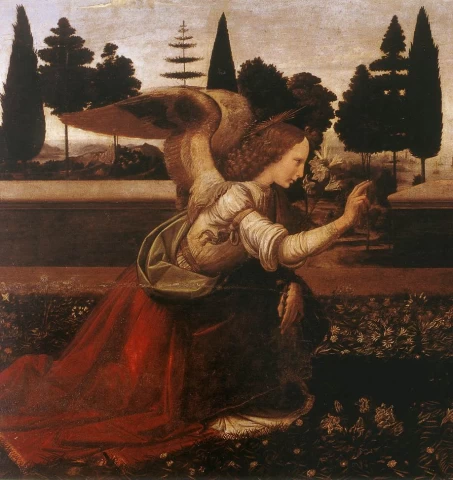 Apreiškimas Švč. Mergelei Marijai. Leonardo da Vinci, 1472-75.
