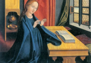Apreiškimas Švč. Mergelei Marijai. Nežinomas vokiečių meistras, 1460.