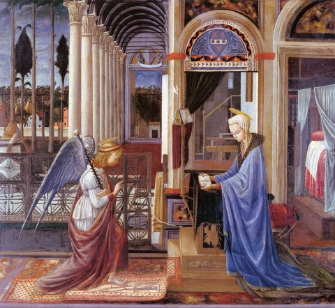 Apreiškimas Švč. Mergelei Marijai. Fra Carnevale, 1445-50.