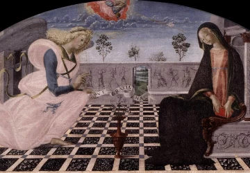 Aprei&scaron;kimas &Scaron;vč. Mergelei Marijai. De' Landi Neroccio.