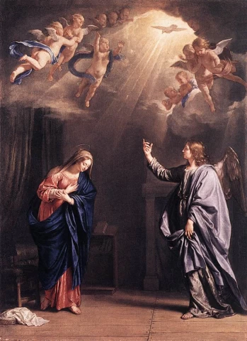 Apreiškimas Švč. Mergelei Marijai. Philippe de Champaigne, apie 1644.