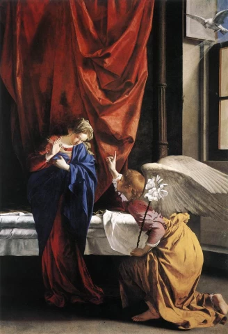 Apreiškimas Švč. Mergelei Marijai. Orazio Gentileschi, apie 1623.