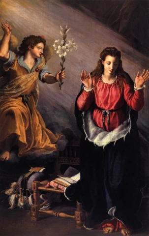 Apreiškimas Švč. Mergelei Marijai. Alessandro Allori, 1603.