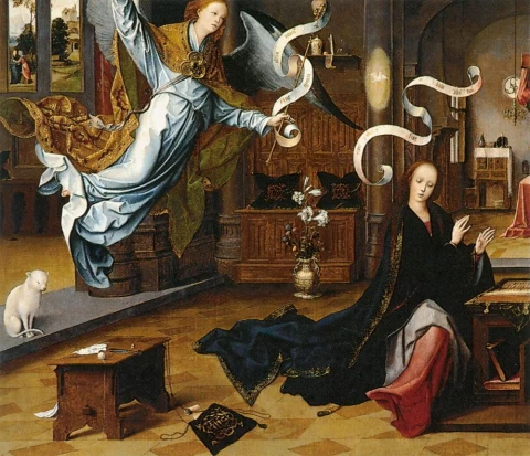 Apreiškimas Švč. Mergelei Marijai. Jan de Beer, apie 1520.
