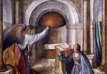 Apreiškimas Švč. Mergelei Marijai. Boccaccio Boccaccino, apie 1516.