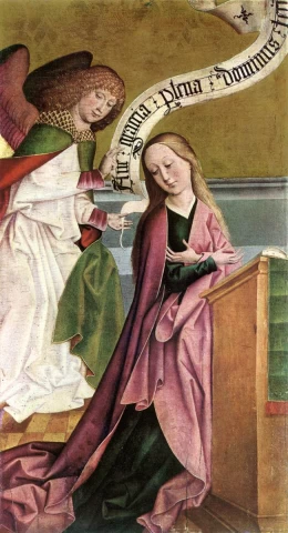 Apreiškimas Švč. Mergelei Marijai. Rueland Frueauf vyresnysis, apie 1495.