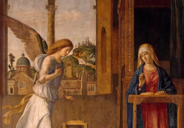 Apreiškimas Švč. Mergelei Marijai. Cima da Conegliano, 1495.