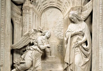 Apreiškimas Švč. Mergelei Marijai. Benedetto da Maiano, prieš 1489.