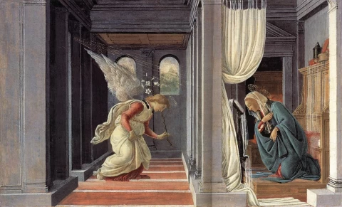 Apreiškimas Švč. Mergelei Marijai. Sandro Botticelli, apie 1485.
