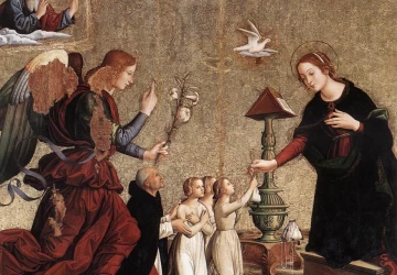Apreiškimas Švč. Mergelei Marijai. Romano Antoniazzo, 1485.
