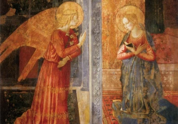 Apreiškimas Švč. Mergelei Marijai. Benozzo Gozzoli, apie 1449.