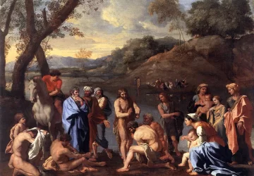 Šv. Jonas Krikštytojas krikštija žmones. Nicolas Poussin, apie 1635.
