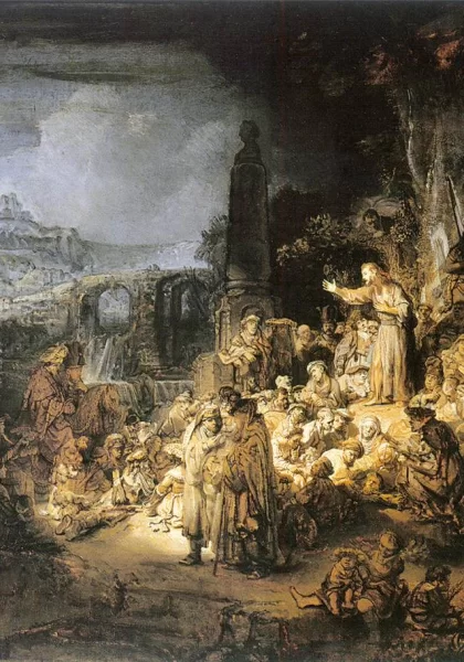 Šv. Jonas Krikštytojas pamokslauja. Rembrandt Harmenszoon van Rijn, apie 1634.