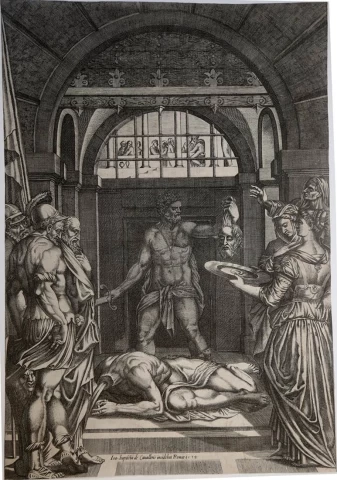 Šv. Jono Krikštytojo  nukirsdinimas. Giovanni Battista De&apos; Cavalieri, 1578.