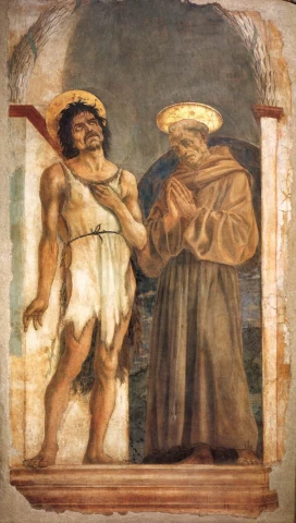 Šv. Jonas Krikštytojas ir šv. Pranciškus. Veneziano Domenico, 1454.