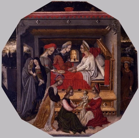 Šv. Jono Krikštytojo  gimimas. Domenico di Bartolo, apie 1440.