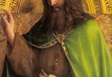 Šv. Jonas Krikštytojas ir donoras (Gento altoriaus detalė). Jan van Eyck, 1425-29.
