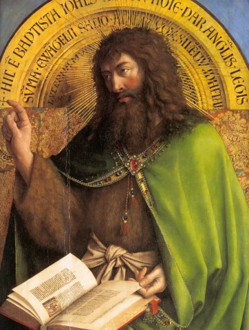 Šv. Jonas Krikštytojas ir donoras (Gento altoriaus detalė). Jan van Eyck, 1425-29.