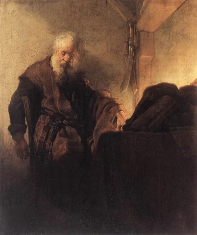 Šv. Paulius prie rašomojo stalo. Rembrandt Harmenszoon van Rijn, 1629-30.