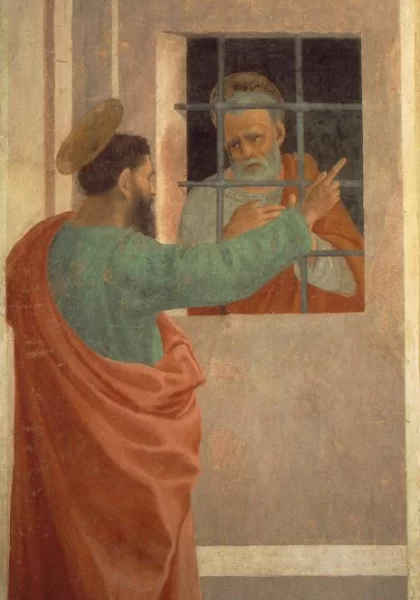 Šv. Paulius aplanko šv. Petrą kalėjime. Filippino Lippi, 1481-82.