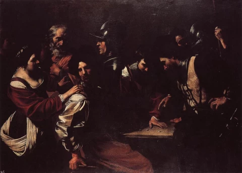 Šv. Petro išsižadėjimas. Bartolomeo Manfredi, 1615-16.