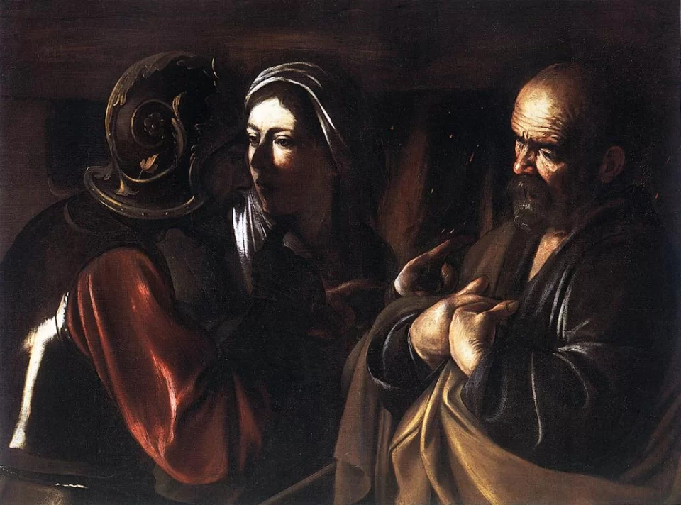 Šv. Petro išsižadėjimas. Caravaggio, apie 1610.