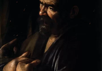 Šv. Petro išsižadėjimas (detalė). Caravaggio, apie 1610.
