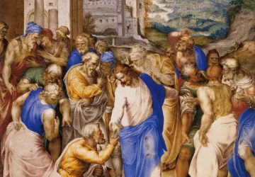 Kristus perduoda raktus šv. Petrui. Giovanni Battista Castello, 1598.