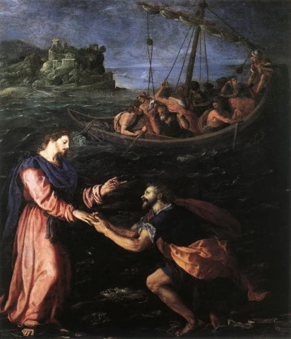 Šv. Petras eina vandeniu. Alessandro Allori, 1590.