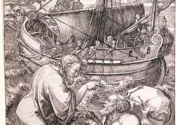 Kristus išgelbsti jūroje skęstantį šv. Petrą. Dirck Jacobsz Vellert, 1525.