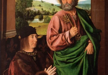 Šv. Petras pristato Pjerą Diuką de Burboną. Mulino meistras, 1492-93.