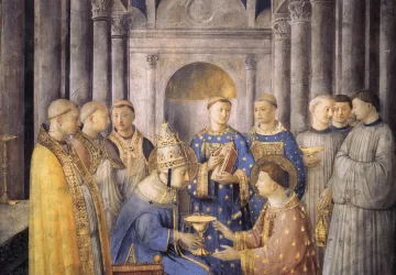 Šv. Petras įšventina šv. Laurencijų djakonu. Fra Angelico, 1447-49.