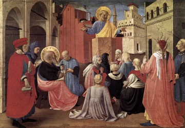 Šv. Petras pamokslauja dalyvaujant šv. Morkui. Fra Angelico, apie 1433.