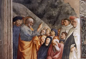 Šv. Petras pamokslauja. Masolino da Panicale, 1426-27.