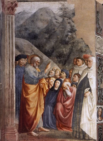 Šv. Petras pamokslauja. Masolino da Panicale, 1426-27.