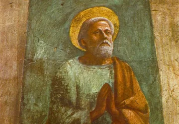 Teofiliaus sūnaus prikėlimas ir šv. Petras, sėdintis soste. Masaccio, 1426-27.