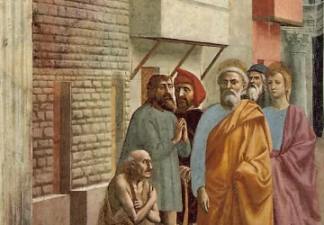 Šv. Petras išgydo ligonį savo šešėliu. Masaccio, 1426-27.