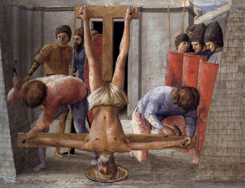 Šv. Petro nukryžiavimas. Masaccio, 1426.