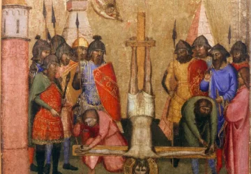 Šv. Petro nukryžiavimas (San Pier Madžiorė altoriaus detalė). Jacopo di Cione, 1370-71.