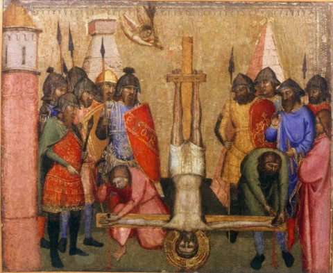 Šv. Petro nukryžiavimas (San Pier Madžiorė altoriaus detalė). Jacopo di Cione, 1370-71.