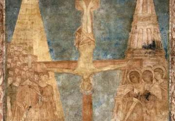 Šv. Petro nukryžiavimas. Cimabue, 1277-80.