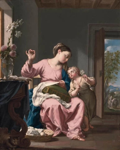 Siuvanti Madona su kūdikėliu Jėzumi. Francesco Trevisani, apie 1700.