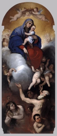 Mergelė ir kūdikėlis su sielomis skaistykloje. Luca Giordano, apie 1650.