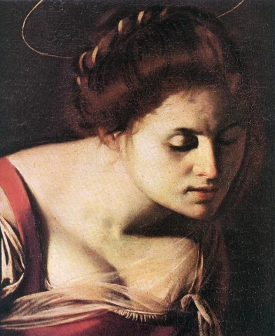 Palafrenierio Madona (detalė). Caravaggio, 1606. Palafrenierio Madona (detalė). Caravaggio, 1606.