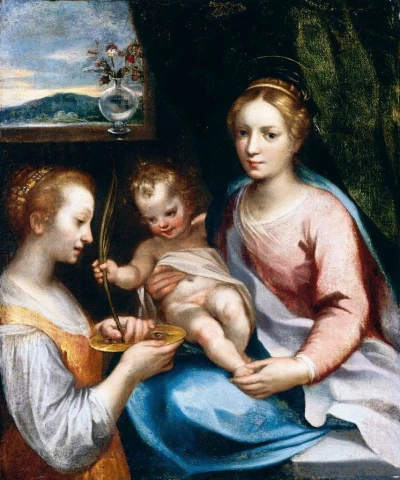 Madona ir kūdikėlis su šv. Liucija. Francesco Vanni, apie 1600.